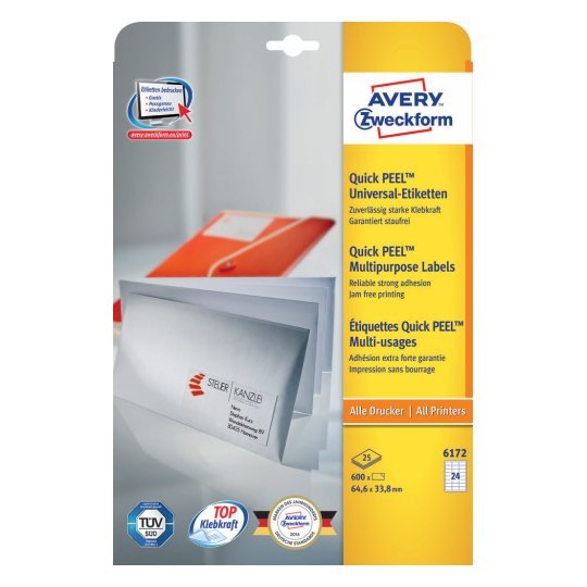 Avery Zweckform Labels 6172 White 64,6 X 33,8MM