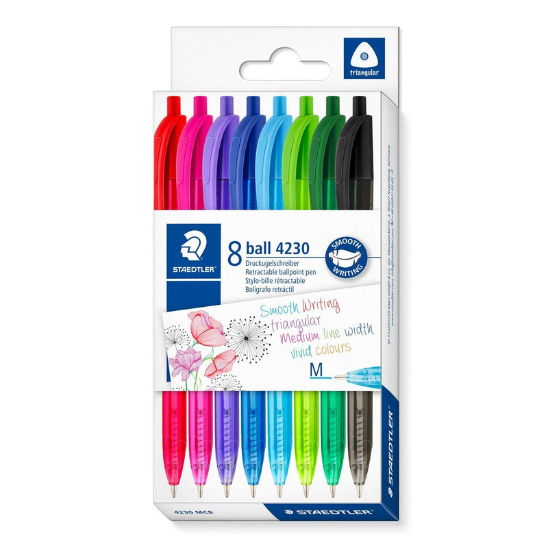Staedtler Pen Retractable Ball 4230M 1,0MM Triangular Case 8 C/Surtidos