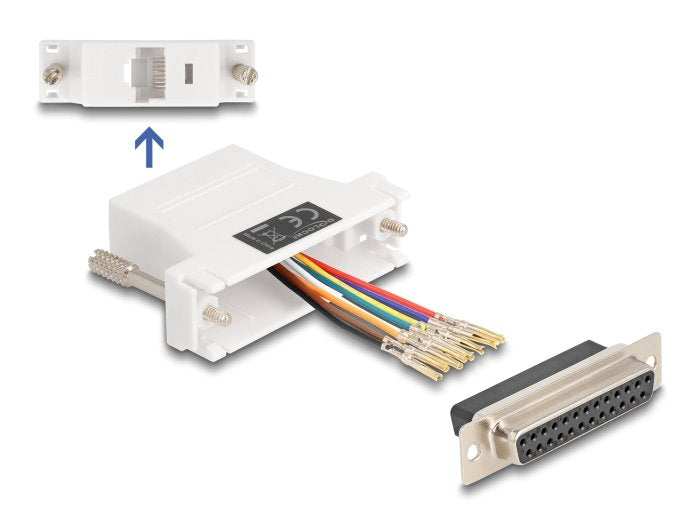 Delock D-sub 25 Pin Connector Female a RJ45 Connector Female Kit Assembly White