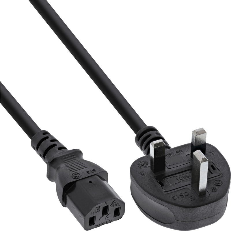 Inline Cable Power Plug Reino Unido/Inglaterra a IEC C13 3 Pines, Black H05VV-F, 3X1,00MM², 3M