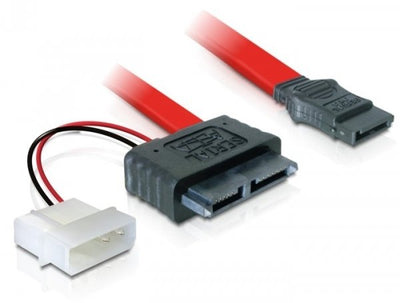 Delock Cable Slim SATA Female SATA 7 Pin + 2 Pin Strom Male 30CM — image 1