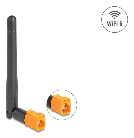 Delock Wi-Fi 6 Antenna Fakra M Connector Female 2,5 - 3,0 dBi Omnidirektional With Kippgelenk Black