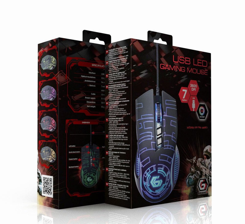 Mouse Gaming USB Led, 1200-3600 Dpi, 7 Buttons