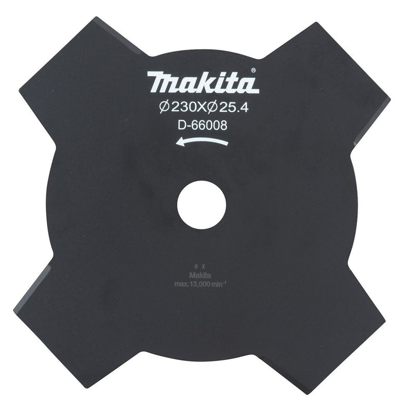 Makita Knife 4 Teeth 230 X 25,4MM, Knife Spare Part (para Guadañas And Desbrozadoras) D-66008