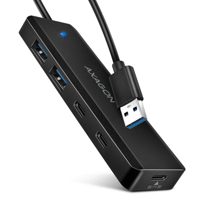 Hub 4-PORTOWY 5Gbps 2x USB-A 2x Usb-c, USB-C Power In 19CM Cable HUE-C2A — image 1