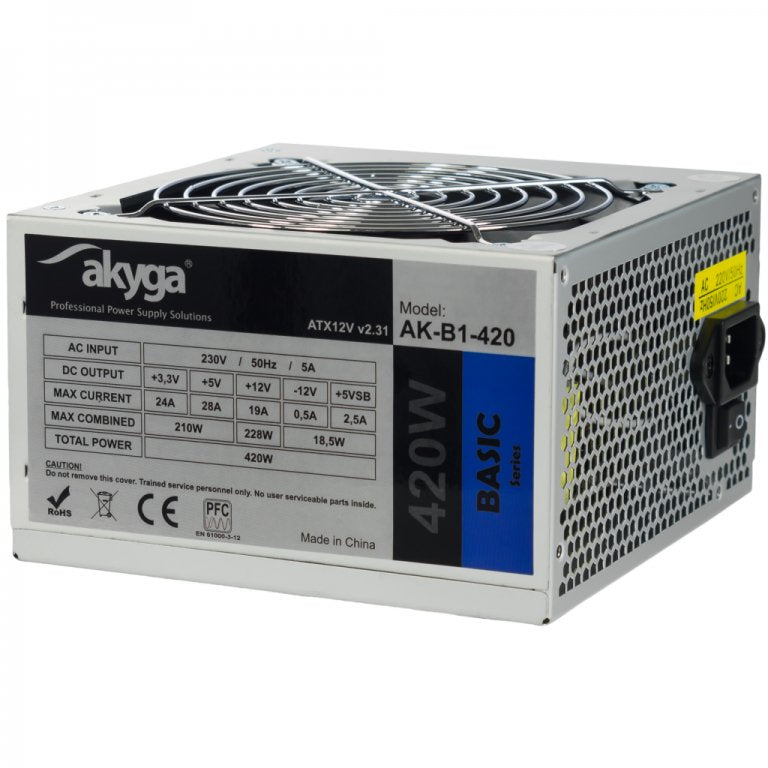 Akyga Power Supply Basic ATX 420W AK-B1-420 FAN12CM P4 3XSATA