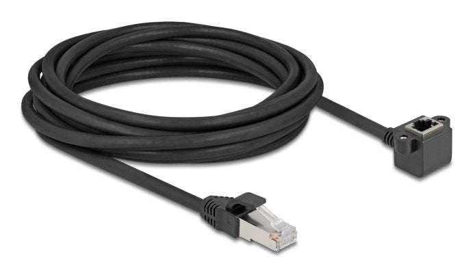 Network Cable Alargador RJ45 Connector Male a RJ45 Connector Female 90° Angulado CAT.6 F UTP 5M Black