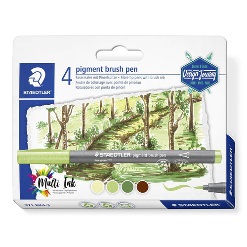 Staedtler Brush Pen Pigment Arts, 4 Markers Blister Cartón, 371 BK4-3 — image 1