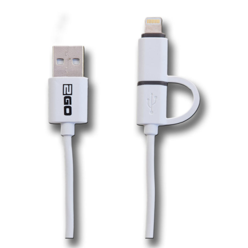 2GO Cable Charging USB 2 1-BLANCO-100CM Micro-usb And Apple