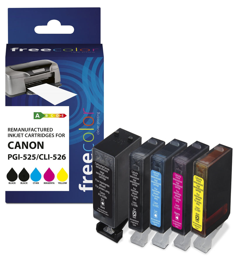 Freecolor Ink K10269F7 5 Pieces Compatible Canon PGI-525XL Black Cyan Magenta Yellow