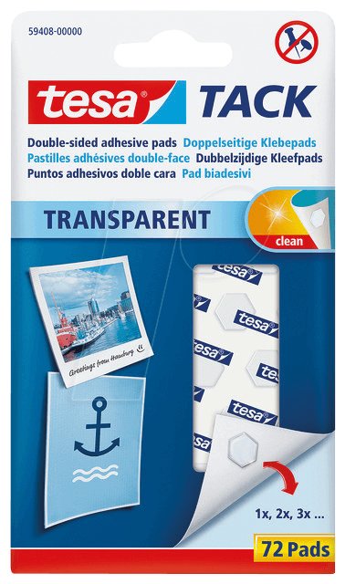 Tesa Tack Transparentes Almohadillas Adhesivas Double Cara, Adhesive White 72 Pieces — image 1