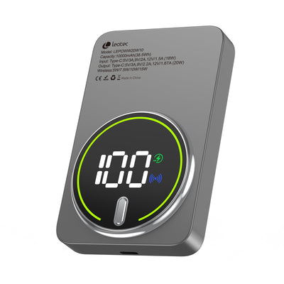 Leotec Powerbank 10000MAH LEPOWW20W10G 20W Wireless Grey Includes USB Cable Type-c — image 1