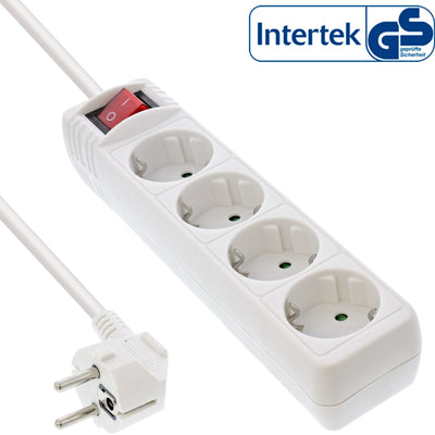 Inline Power Strip Type F 4 Ports With Switch + Seguro Children White 1.5M — image 1