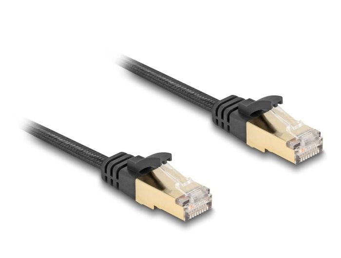 Delock RJ45 Network Cable Flat Trenzado CAT.6A S/FTP Male 3M Black