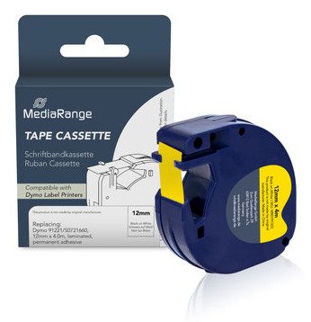 Mediarange Tape Labeller Komp. Dymo 12MMX4M Black/Yellow