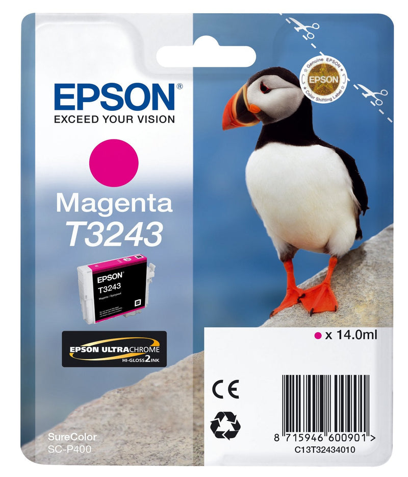 Epson Genuine Ink T3243 Magenta 14ML, Puffin, Surecolor SC-P400