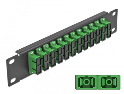 Delock 66772 Panel Connection Fibre Optic 10 12 Ports Sc Duplex Green 1U Black — image 1