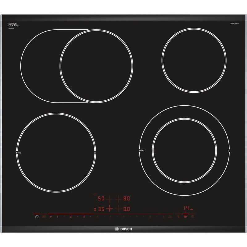 Bosch Board Vitrocerámica PKN675DP1D (4 Zonas Cocción, Colour Black