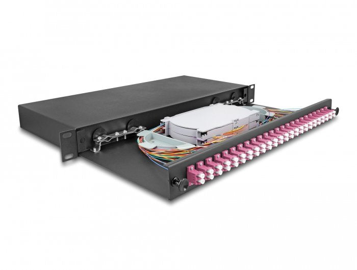 19? Lwl Box Of Empalme Fibre 24 X Lc Duplex OM4 1HE Complete Equipado