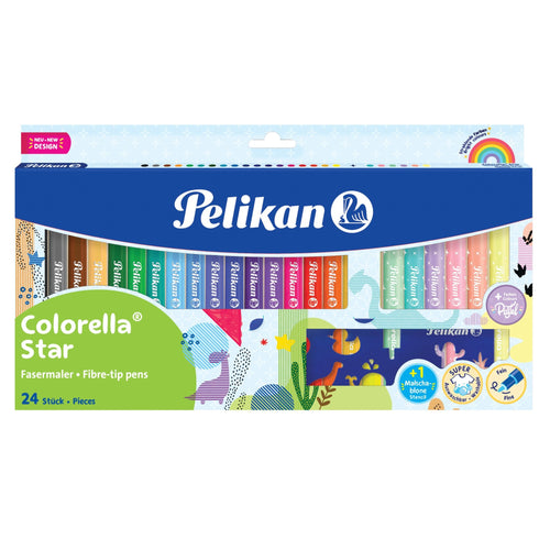 Pelikan Colorella Star Pack 24 Markers Colours - Punta Fina - Lavables - No Toxicos - Colours Fluorescentes An — image 1