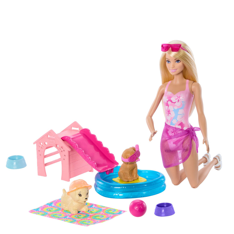 Mattel Muñeca Barbie Puppy Pool Party - Aloha Blonde JBF35