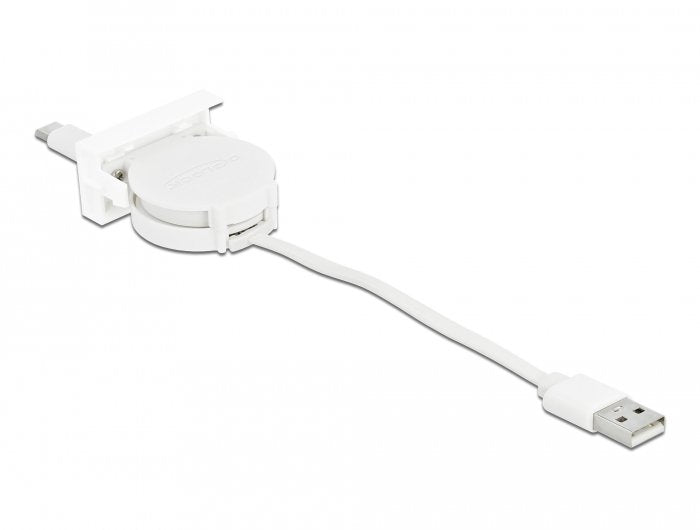 Delock Easy 45MÓDULO USB 2.0 Cable Desenrollable USB Type a USB Type-c White