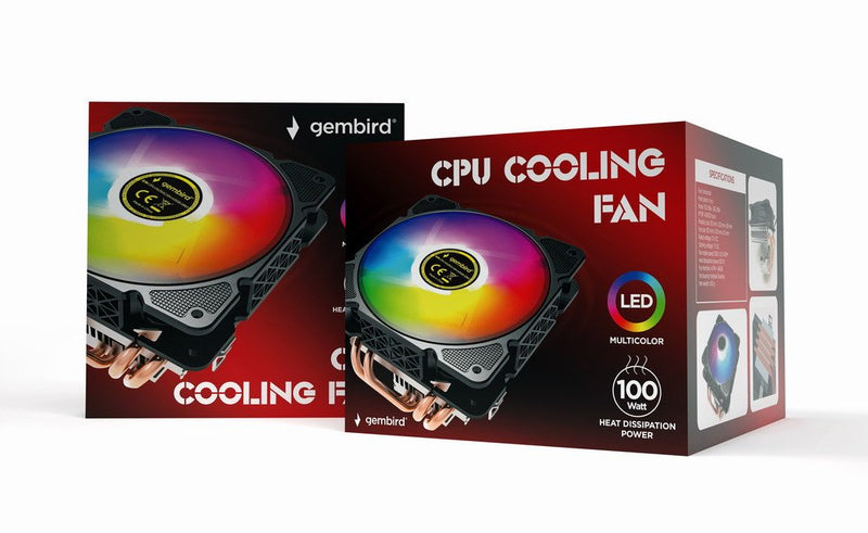 Gembird CPU Cooling Fan Huracan ARGB X140 12CM 100W Multicolour LED 4 Pin