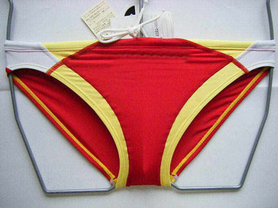 Men's Classic Red White And Yellow Color Matching Swim Briefs