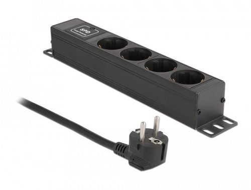 Delock Power Strip 4 Sockets With Protection Sobrevoltaje 1 He Black — image 1