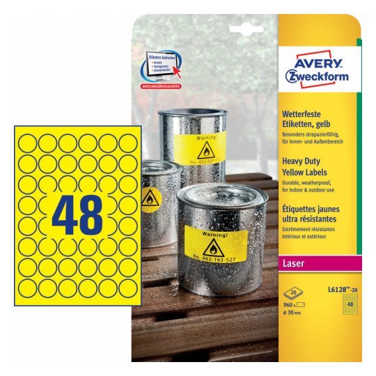 Avery Zweckform Resistant a Intemperie Folienetiketten 30,0 X 30,0MM