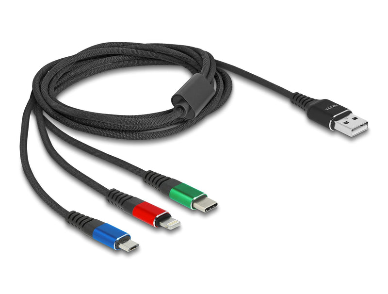 Delock Cable USB 3IN1 Lade Lightning Micro-usb USB C 2M