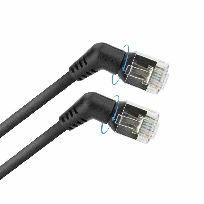 Black 5 Meters U FTP CAT.6A Slimline Patch Cable With Angled 360° Rotatable RJ45 Connectors