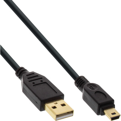 Inline USB 2.0 Mini Cable Type a Male a Mini-b Male 5 Pines Black / Gold 0,5M — image 1