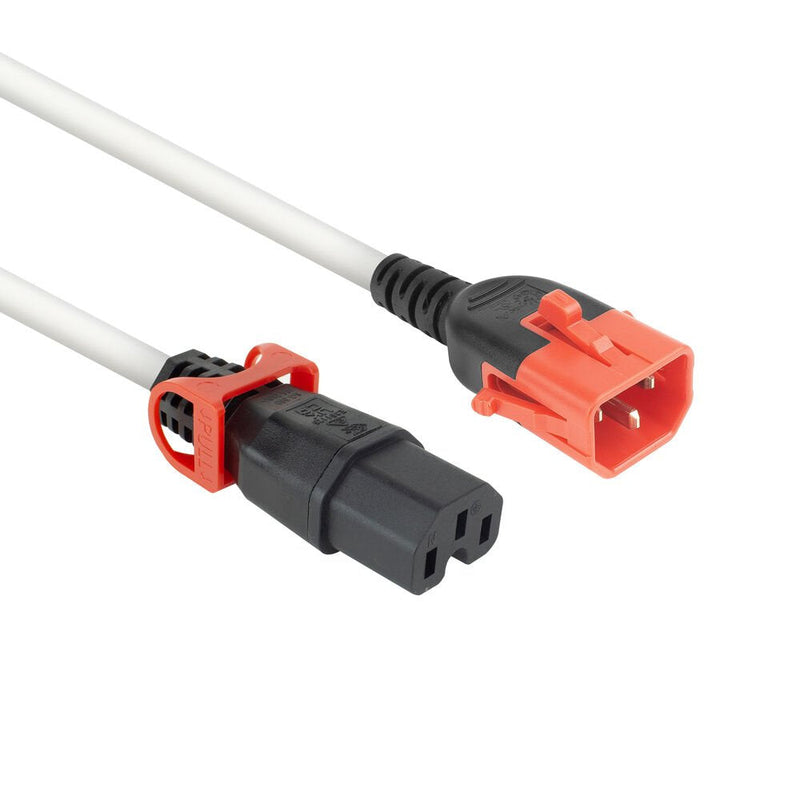 Powercord C14 IEC Lock + Dual Locking - C15 IEC Lock + White 1M, PC3871
