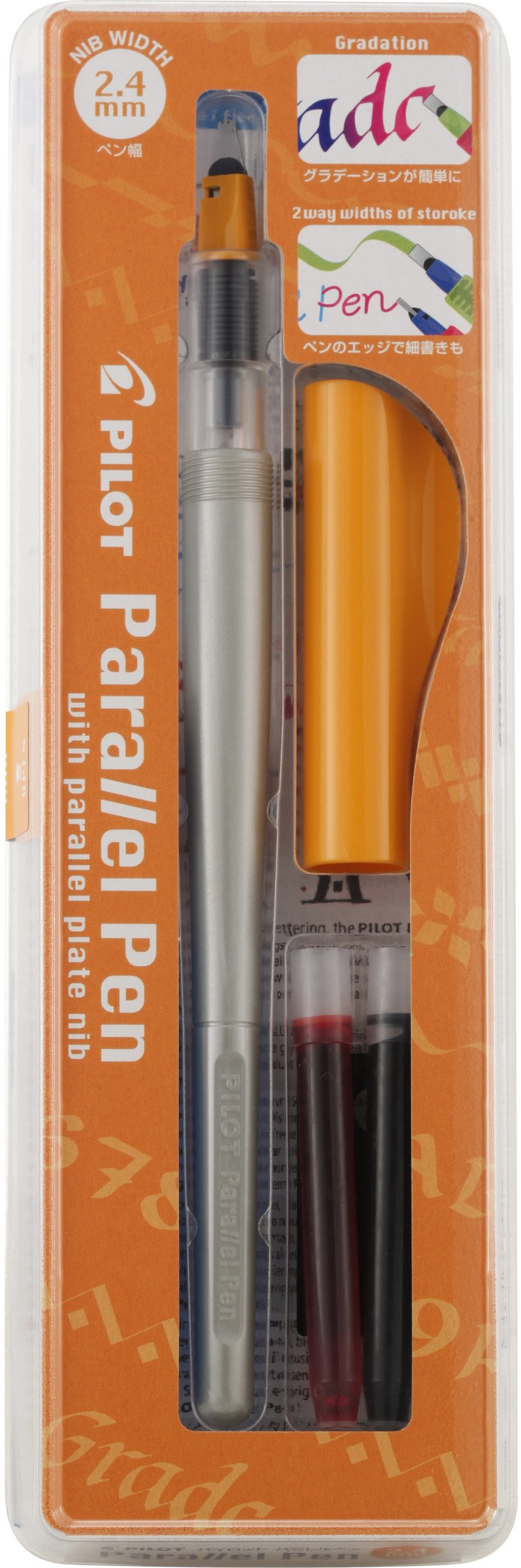 Pilot Pack Pluma Estilografica Parallel Pen 2.4MM - Punta Steel - Trazo 2.4MM - 2 Recargas, Kit Cleaning Indoo