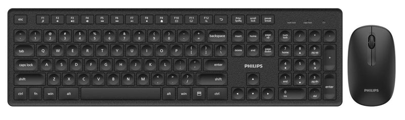 Philips Mouse And Keyboard Wireless SPT6318B 2.4GHZ 1600 DPI Quiet Atajos Multimedia Black