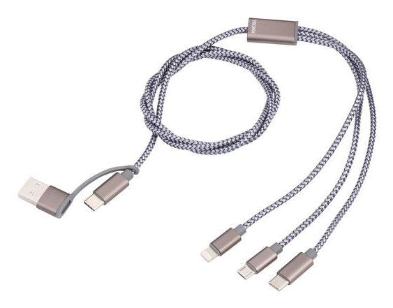 Troika Cable CBL30/Gy USB 1M USB C USB C/Micro USB-A/Lightning Grey