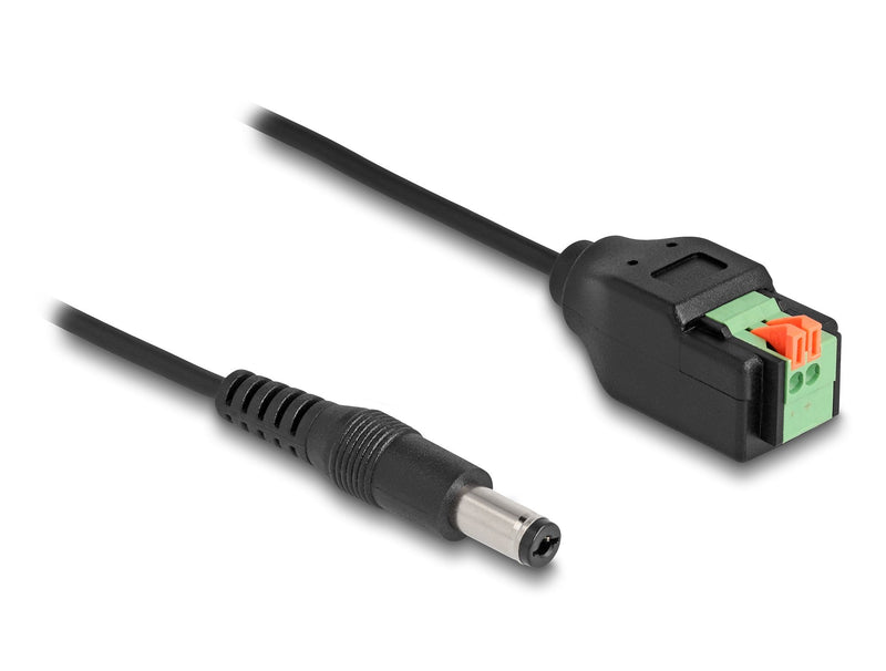 Delock DC Cable 2,1 X 5,5MM Connector Male a 2 Pin Terminalblock Adapter With Pulsador 15CM