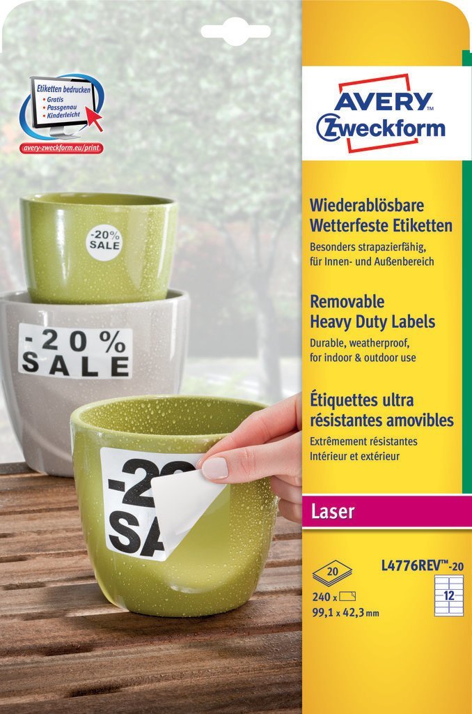 Avery Zweckform Resistant a Intemperie Folienetiketten 99,1 X 42,3MM