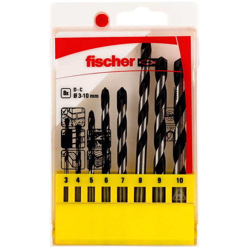 Fischer Pack 8 Drill Bits Percusion And 3/4/5/6/7/8/9/10 536607
