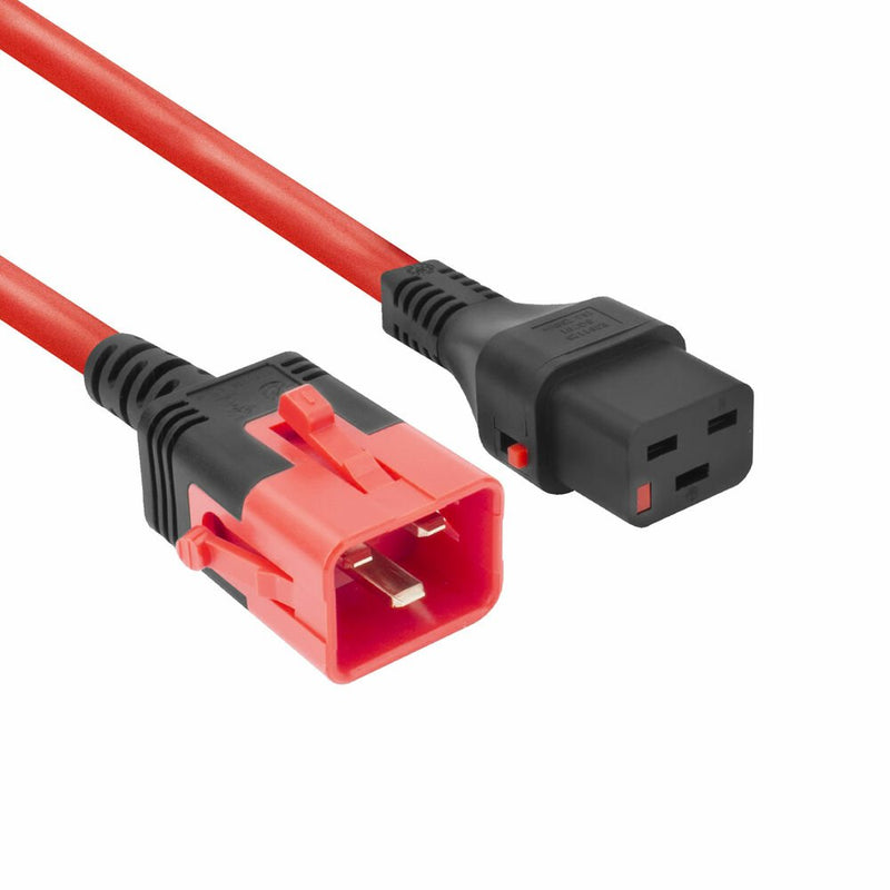 Powercord C19 IEC Lock - C20 IEC Lock Dual Locking Red 1M, PC3633