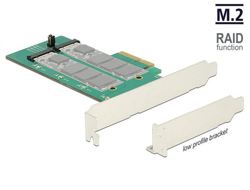 Pci Express X4 Card 2 X Intern M.2 Key B With RAID - Low Profile Form Faktor — image 1