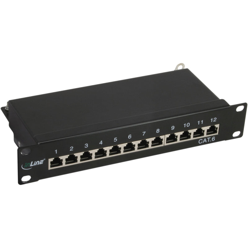 Inline Patch Panel 10 CAT.6 12 Ports 1U Black RAL9005