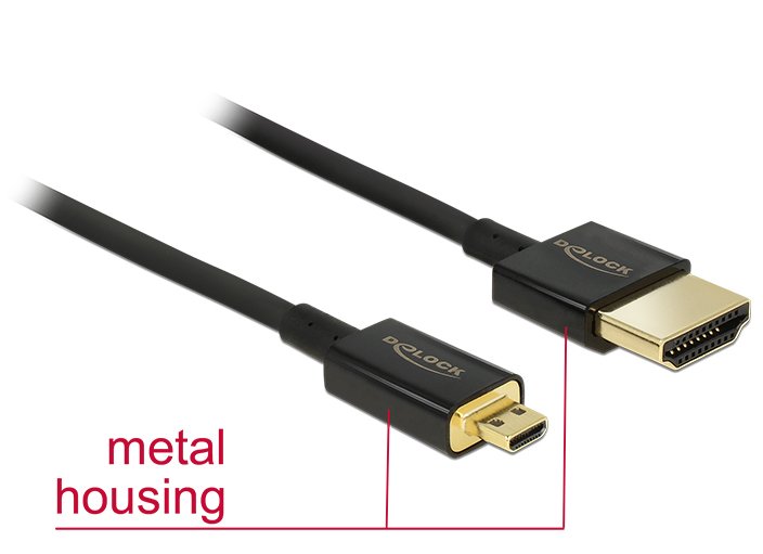 Delock Cable High Speed HDMI With Ethernet - Hdmi-a Connector Male HDMI Mini-c Connector Male 3D 4K 0,25M Slim