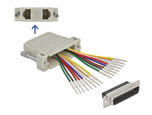 D-sub 25 Pin Crimp Connector Male a 2 X RJ45 Connector Female With Kit Assembly Beige — image 1