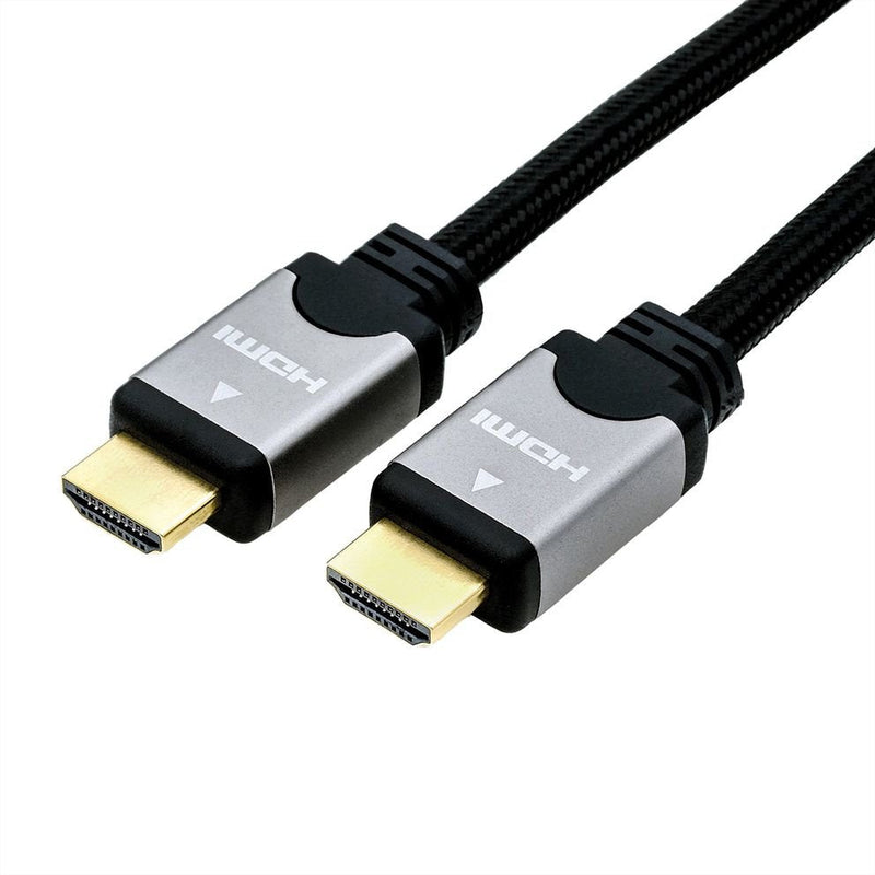Roline HDMI High Speed Cable With Ethernet, St-st, Black Silver 3M