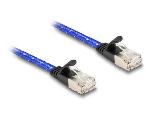 Delock RJ45 Network Cable Flat Trenzado CAT.6A U/FTP 5M Blue — image 1