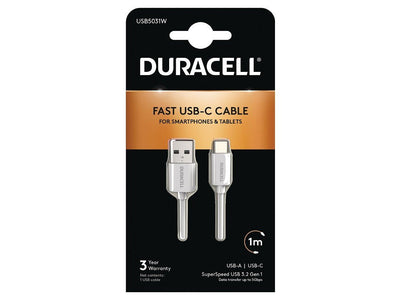 Duracell USB Cable 3.0 Type-c USB5031W USB Type-c Male USB Male 1M White — image 1
