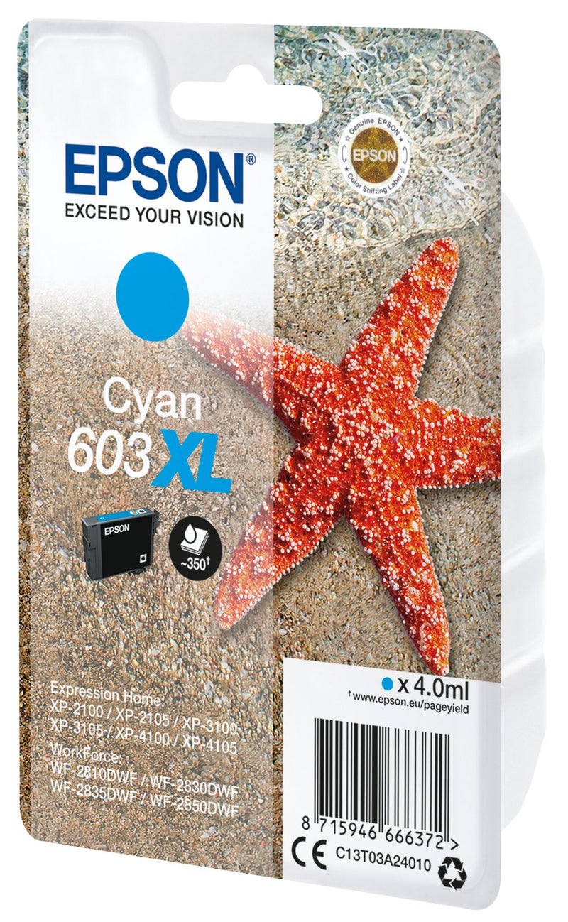 Epson Ink Cyan XL Estrella Mar 1 Ink 603XL No Tag Single