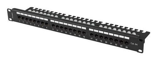 Lanberg Patch Panel 24 Ports 1U 19 CAT.6A UTP With Organiser Cables Black — image 1